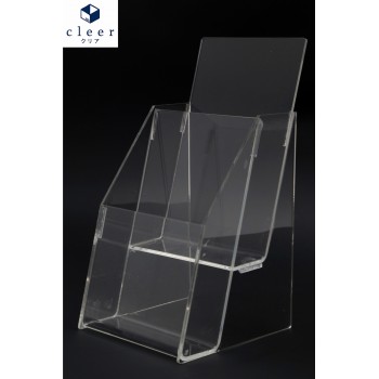 Acrylic 1/3 A4 Brochure Holder Stand 2 Layer